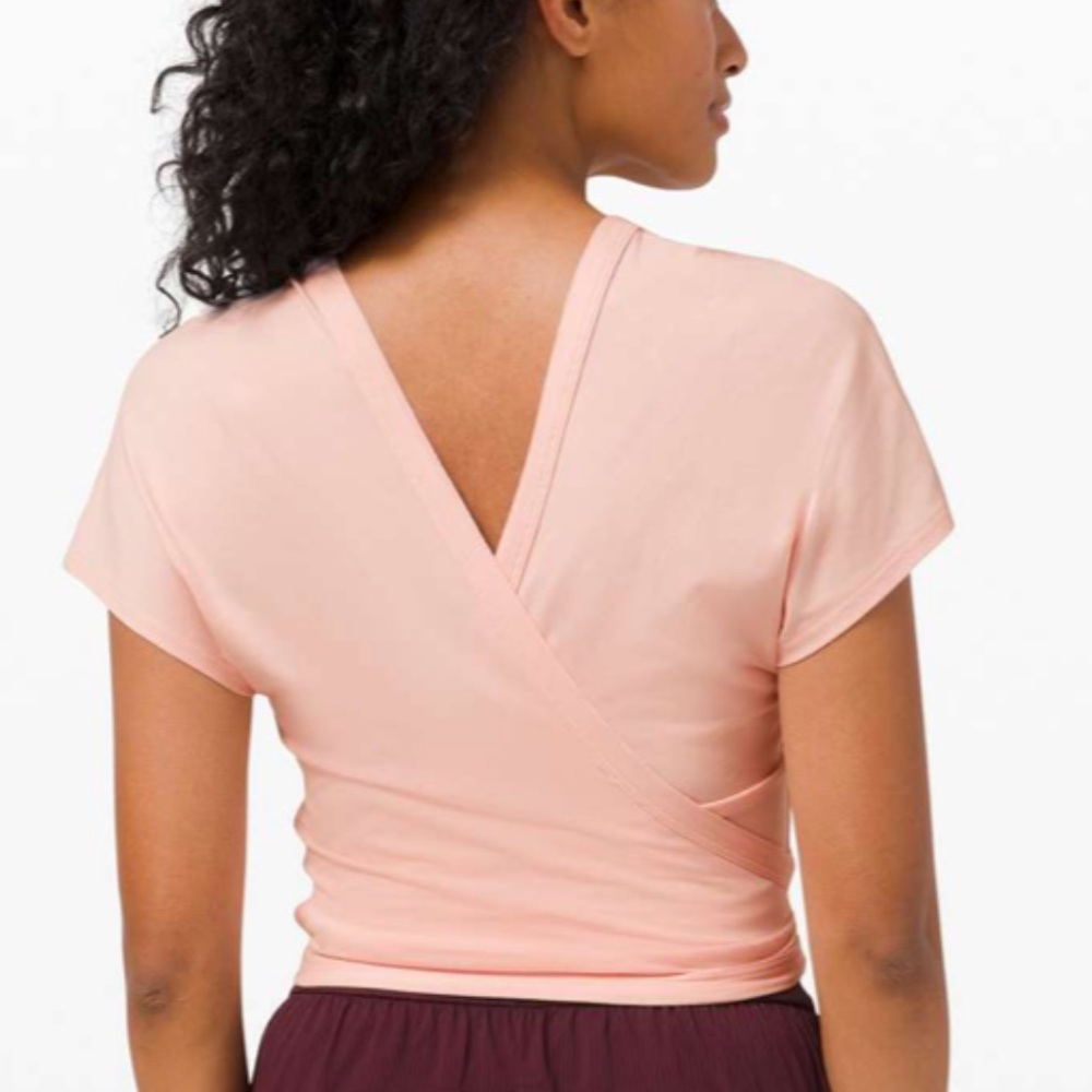 lululemon athletica Peach Short Sleeve Wrap Tee